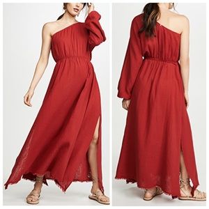 RED CARTER NWT Julia Dress Brick Red Gauze Maxi Large Sz 10